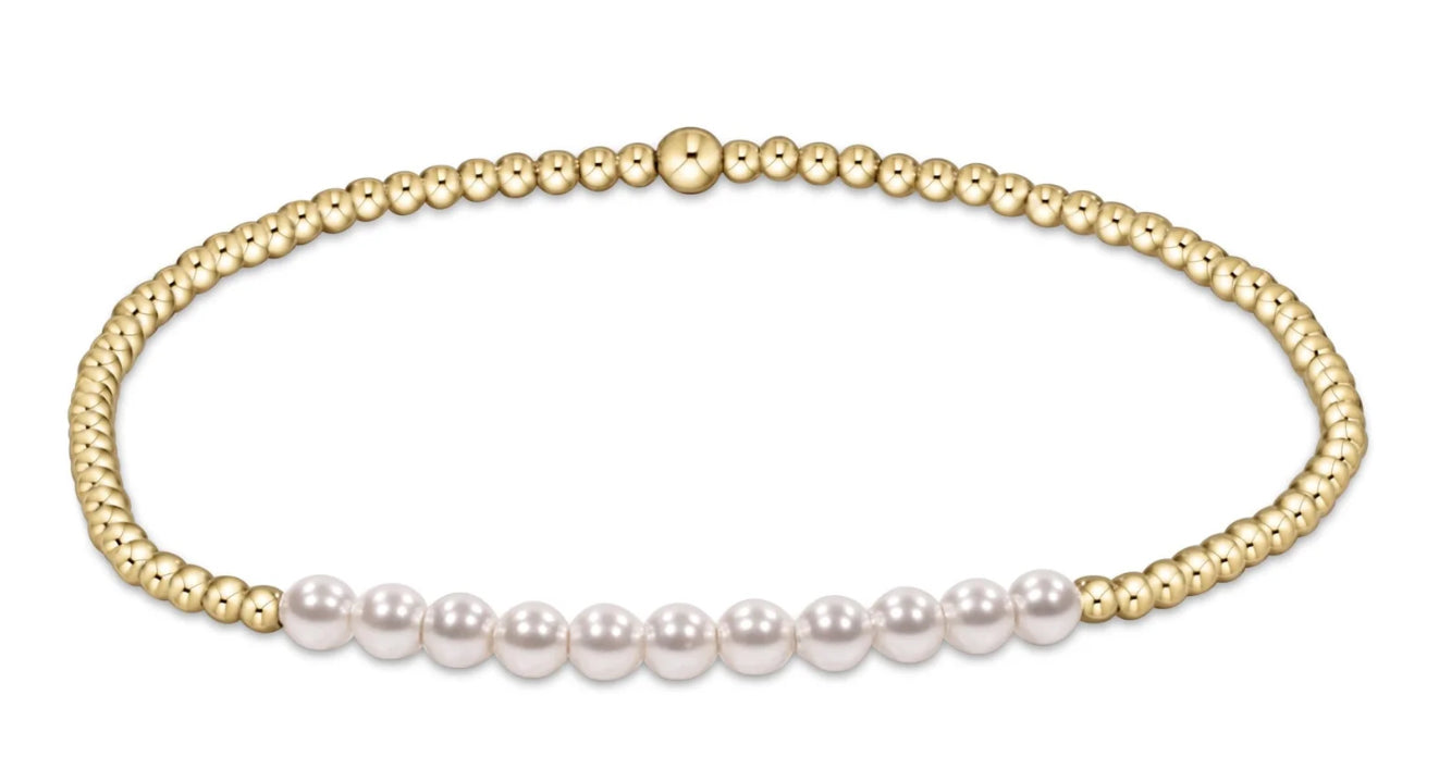 Gold Bliss 2mm Bead Bracelet - Pearl