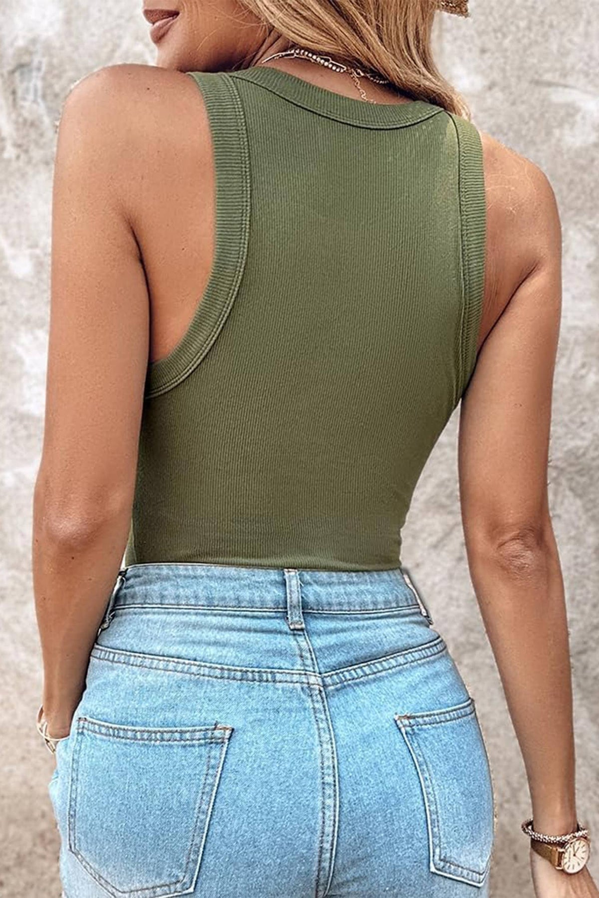 Slim Ribbed Padded Tank Top