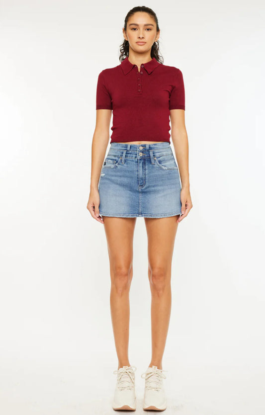High Rise Denim Skort