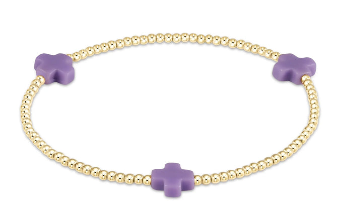 Signature Cross Gold Pattern 2mm Bead Bracelet