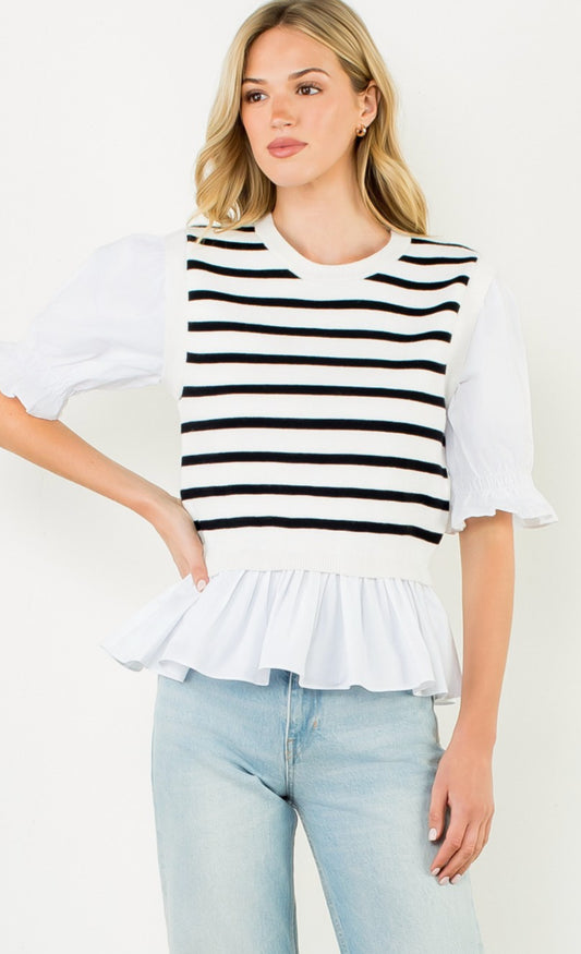 Striped Ruffle Blouse