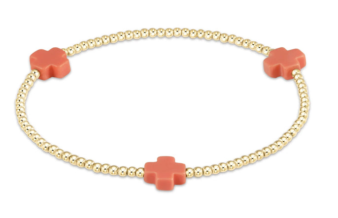 Signature Cross Gold Pattern 2mm Bead Bracelet