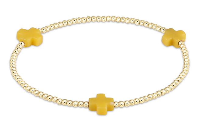 Signature Cross Gold Pattern 2mm Bead Bracelet