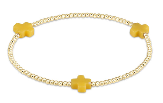 Signature Cross Gold Pattern 2mm Bead Bracelet