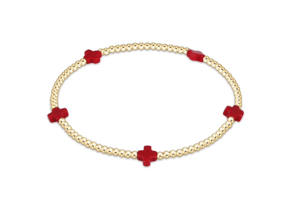 Signature Cross Small Gold Pattern 2mm Bead Bracelet