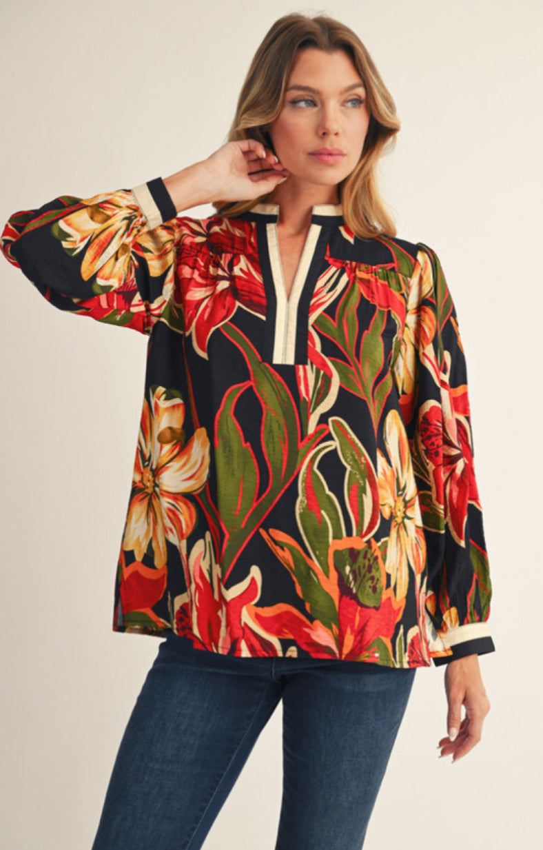 Black Floral Blouse