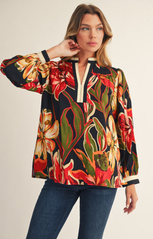 Black Floral Blouse