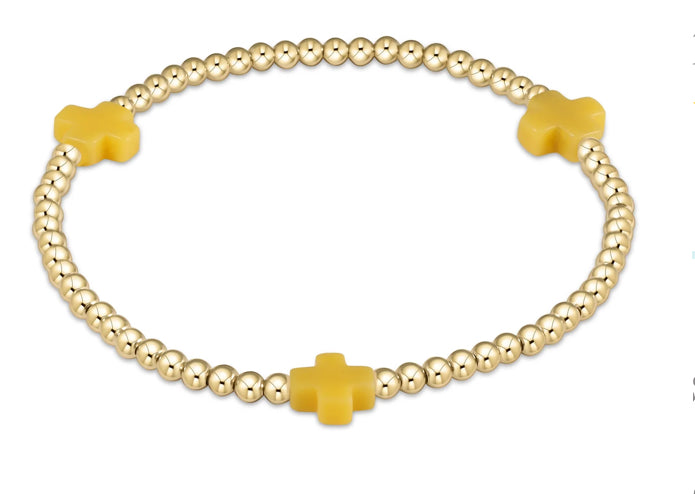 Signature Cross Gold Pattern 3mm Bead Bracelet