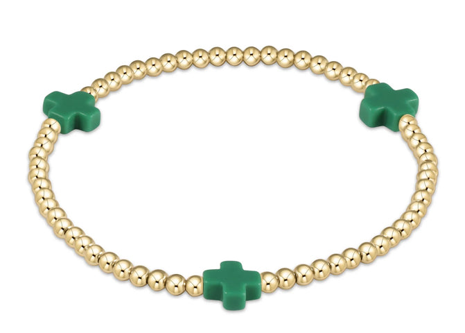 Signature Cross Gold Pattern 3mm Bead Bracelet