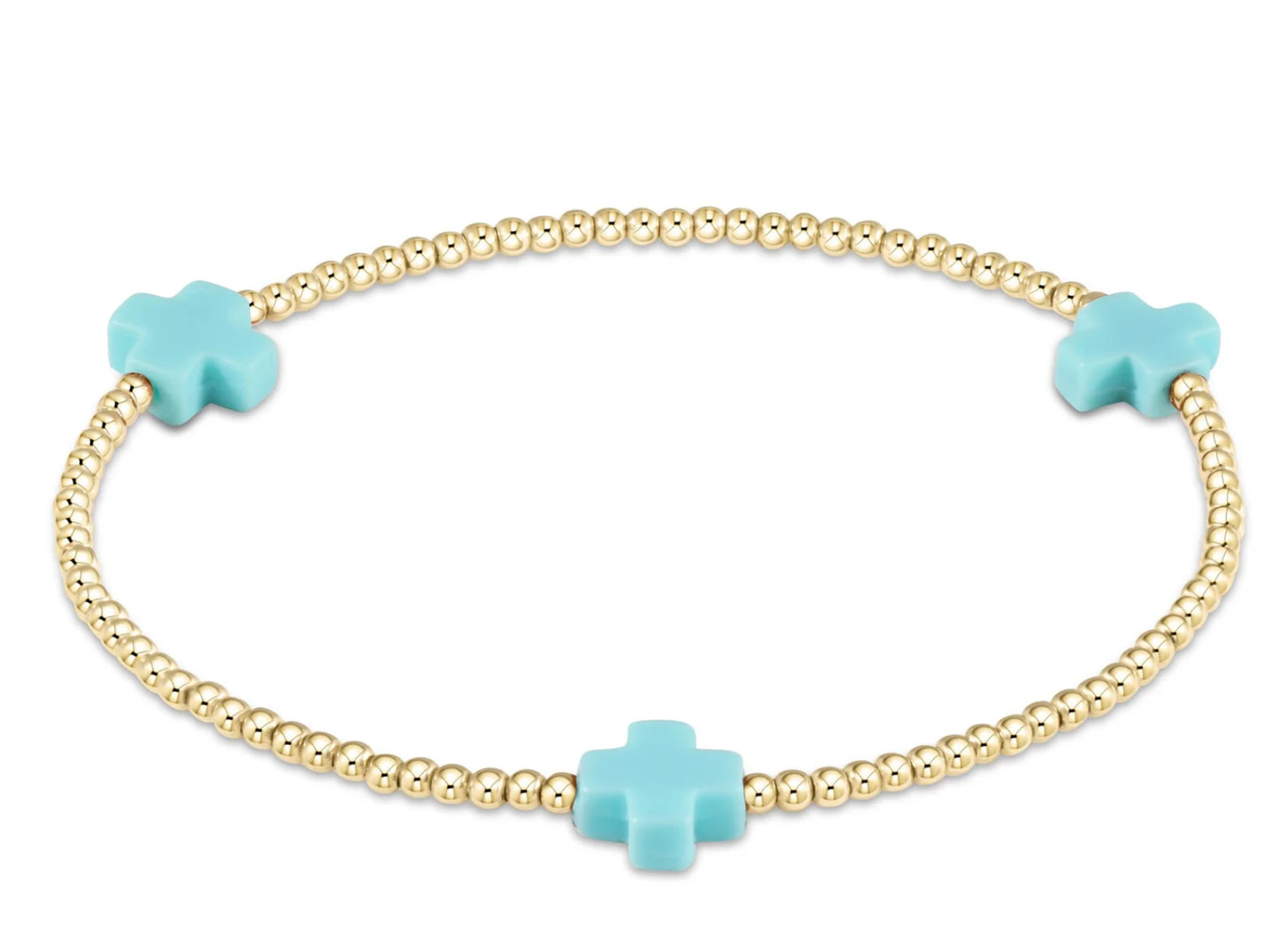 Signature Cross Gold Pattern 2mm Bead Bracelet