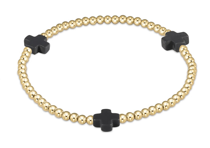 Signature Cross Gold Pattern 3mm Bead Bracelet
