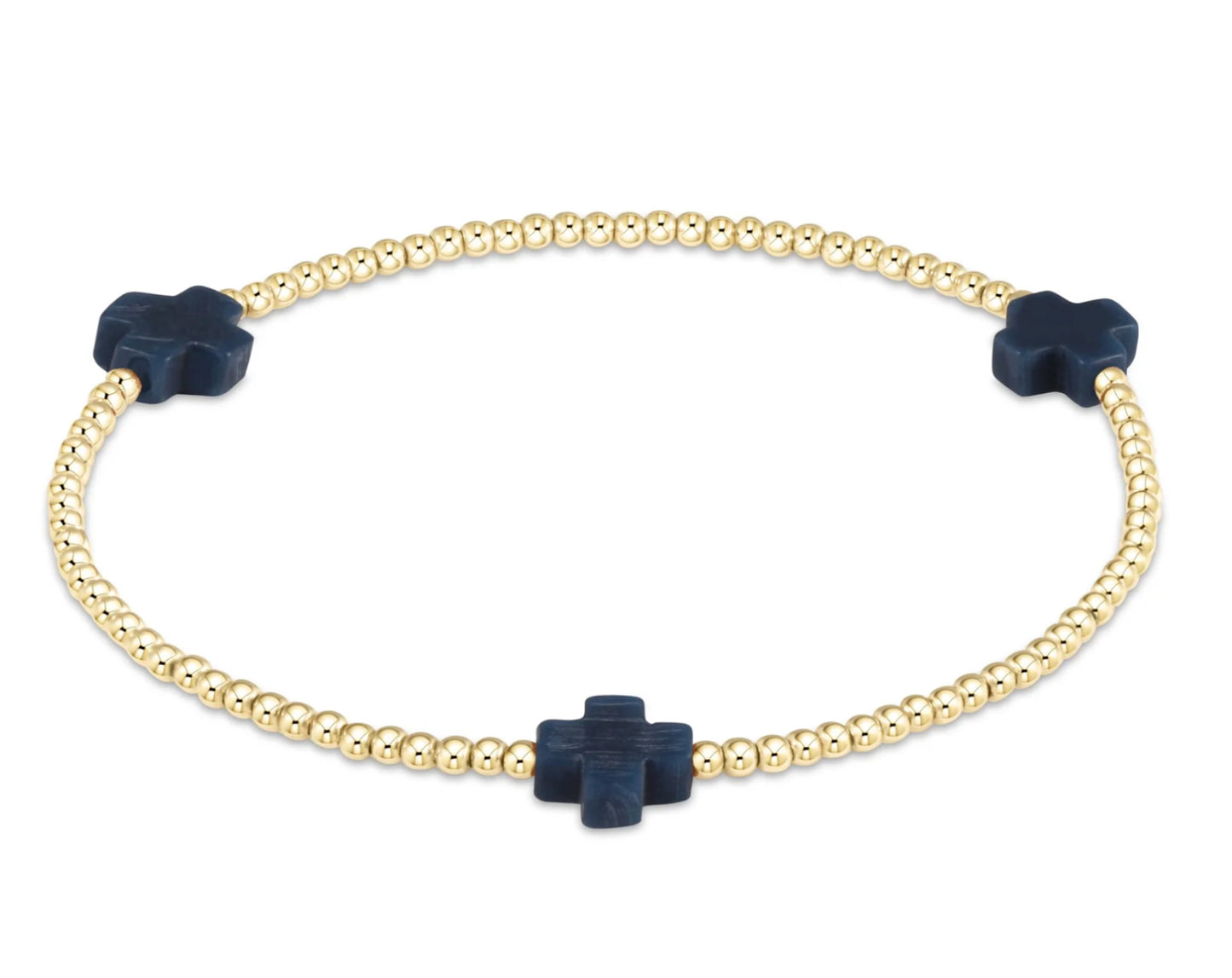 Signature Cross Gold Pattern 2mm Bead Bracelet