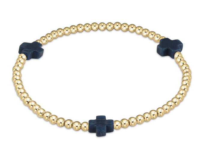 Signature Cross Gold Pattern 3mm Bead Bracelet
