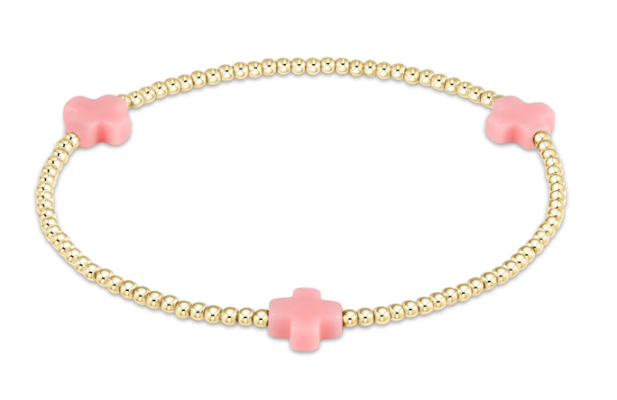 Signature Cross Gold Pattern 2mm Bead Bracelet