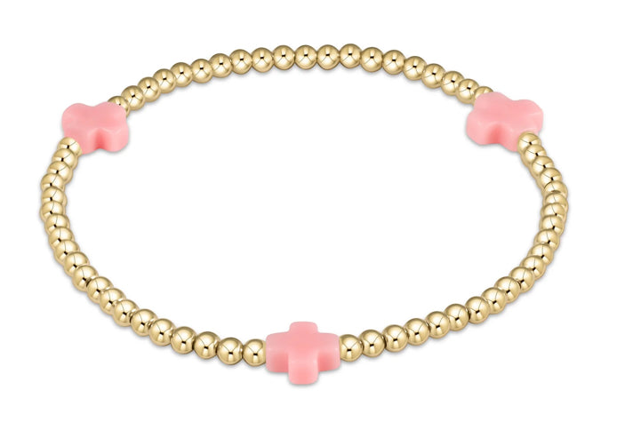 Signature Cross Gold Pattern 3mm Bead Bracelet