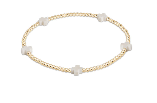 Signature Cross Small Gold Pattern 2mm Bead Bracelet
