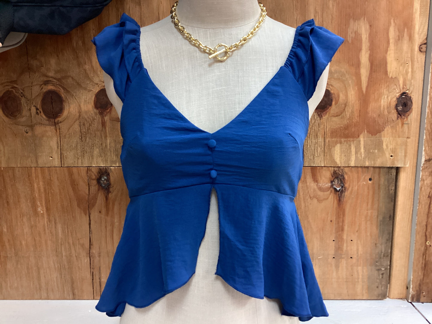 Ruffle Sleeve Heart Neck Blouse