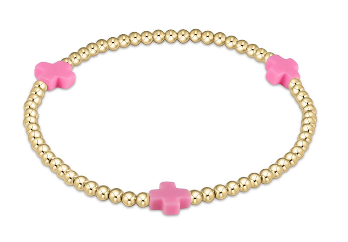 Signature Cross Gold Pattern 3mm Bead Bracelet