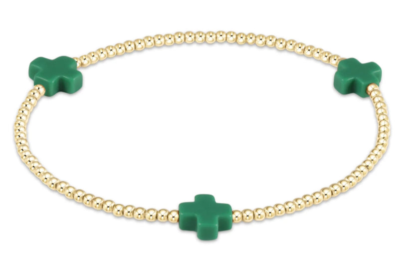 Signature Cross Gold Pattern 2mm Bead Bracelet