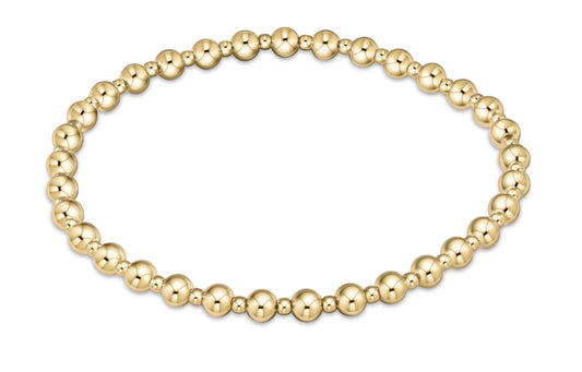 Classic Grateful Pattern 4mm Bead Bracelet - Gold