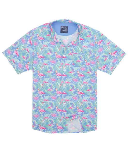 Shordees Summer Shirt- Floral Flamingo