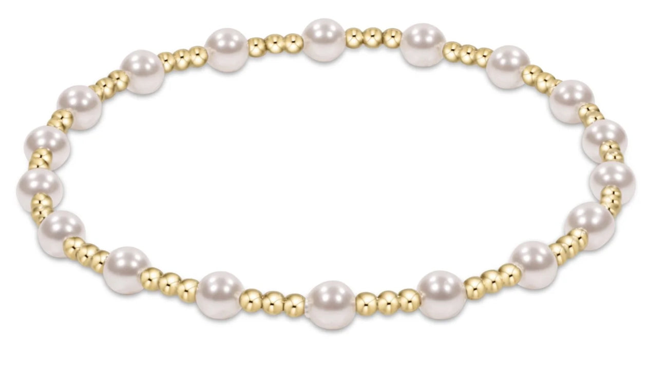 Classic Sincerity Pattern 4mm Bead Bracelet - Pearl