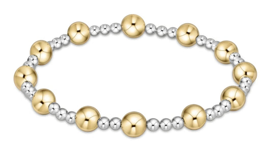 Classic Sincerity Pattern 6mm Bead Bracelet - Mixed Metal