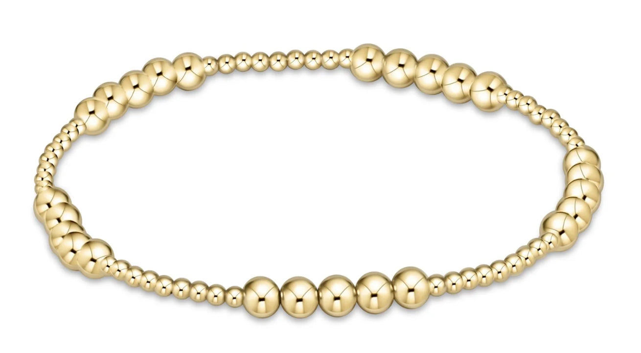 Classic Blissful Pattern 2mm Bead Bracelet - 4mm Gold