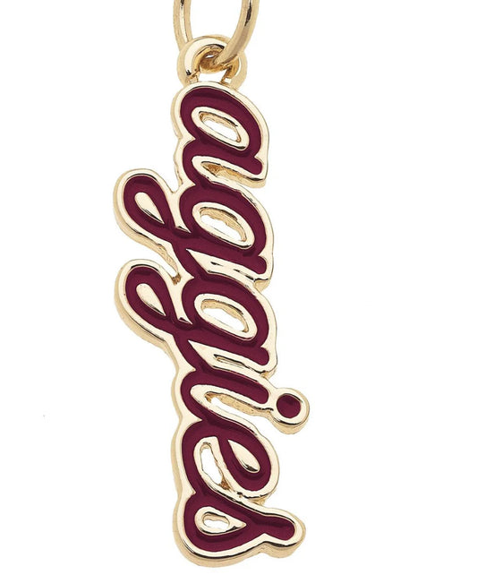 Aggies Enamel Script Charm