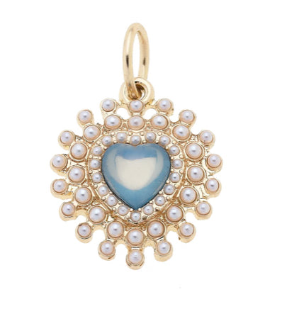 Bejeweled Pearl Heart Charm