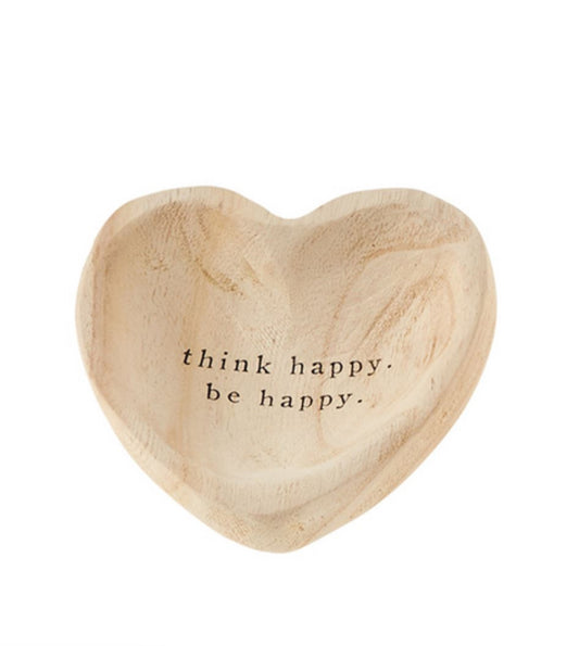 Think Happy Wood Trinket Tray