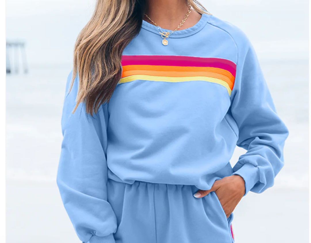 Stripe Pullover/Shorts Set