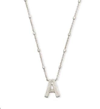 Letter Pendant Necklace- Silver