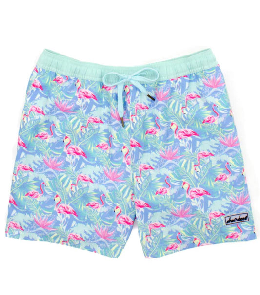 Shordees Swim Trunk-Floral Flamingo