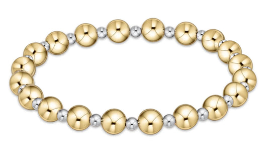 Classic Grateful Pattern 6mm Bead Bracelet - Mixed Metal