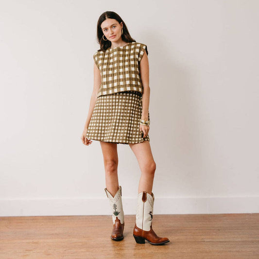Painted Gingham Quilted Juniper Skort