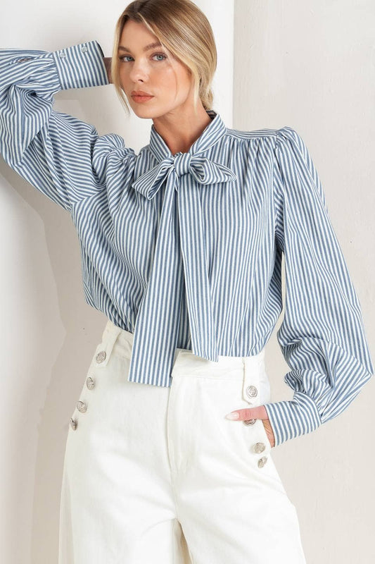 Striped Woven Blouse- #26591-3