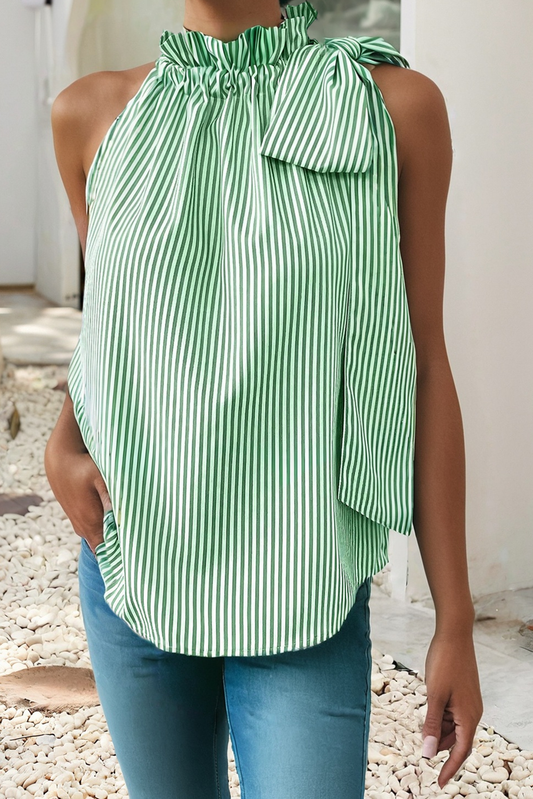 Tied Knot Frilled Collar Sleeveless Top